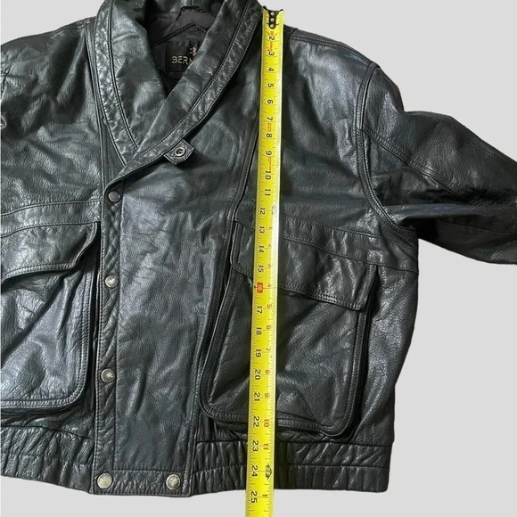 Vtg 80's BERMAN'S Black Leather Heavy Motorcycle Biker Punk Jacket! Size Large - Picture 9 of 10